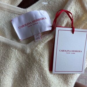 NYT Carolina Herrera ivory knit midi dress